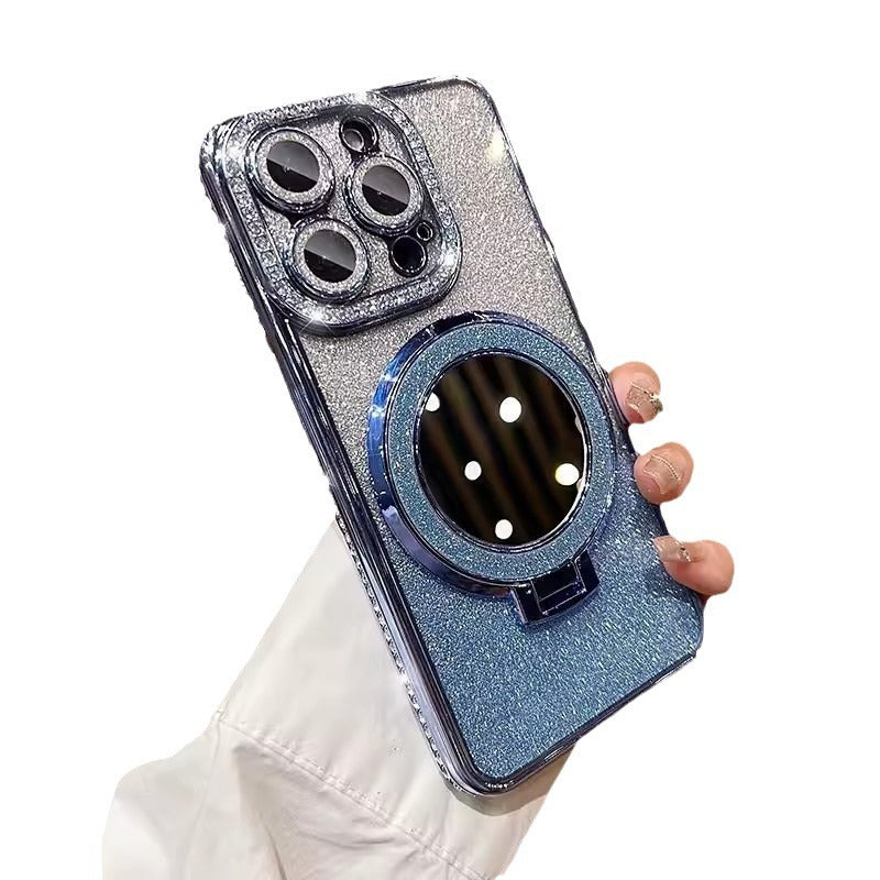 Glitter magnetic mirror case for iPhone 14/15/16 Pro.